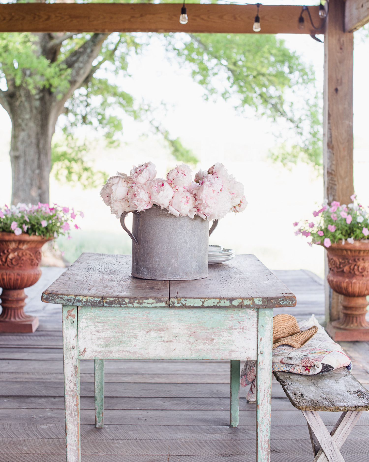 Country Living Spring Barn Porch | Pink Peonies & Vintage