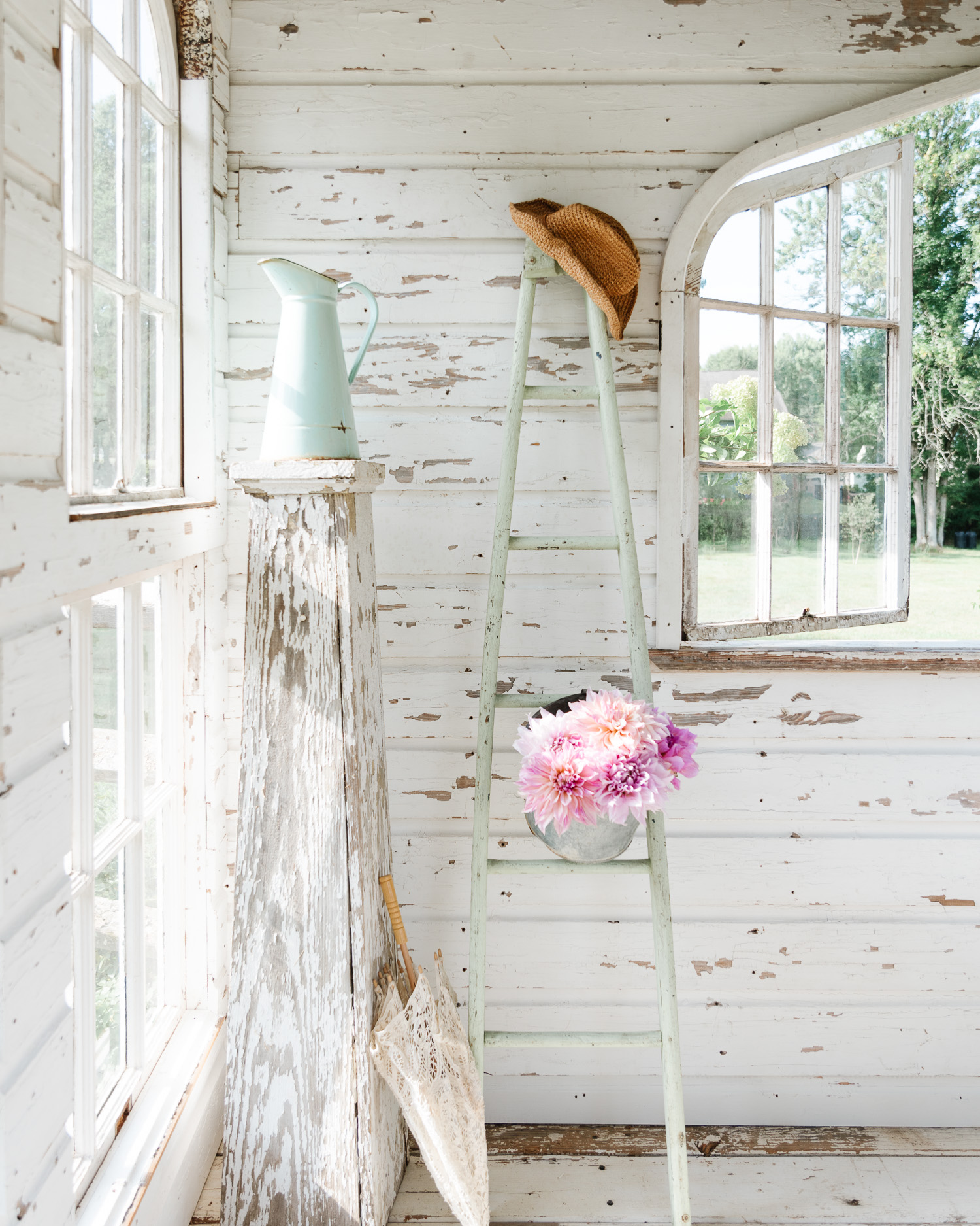 Vintage Ladder | Dahlias from the Flower Garden