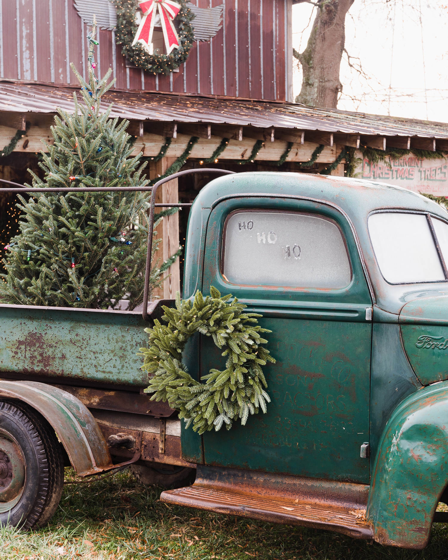 Old Ford Truck Decorated For Christmas