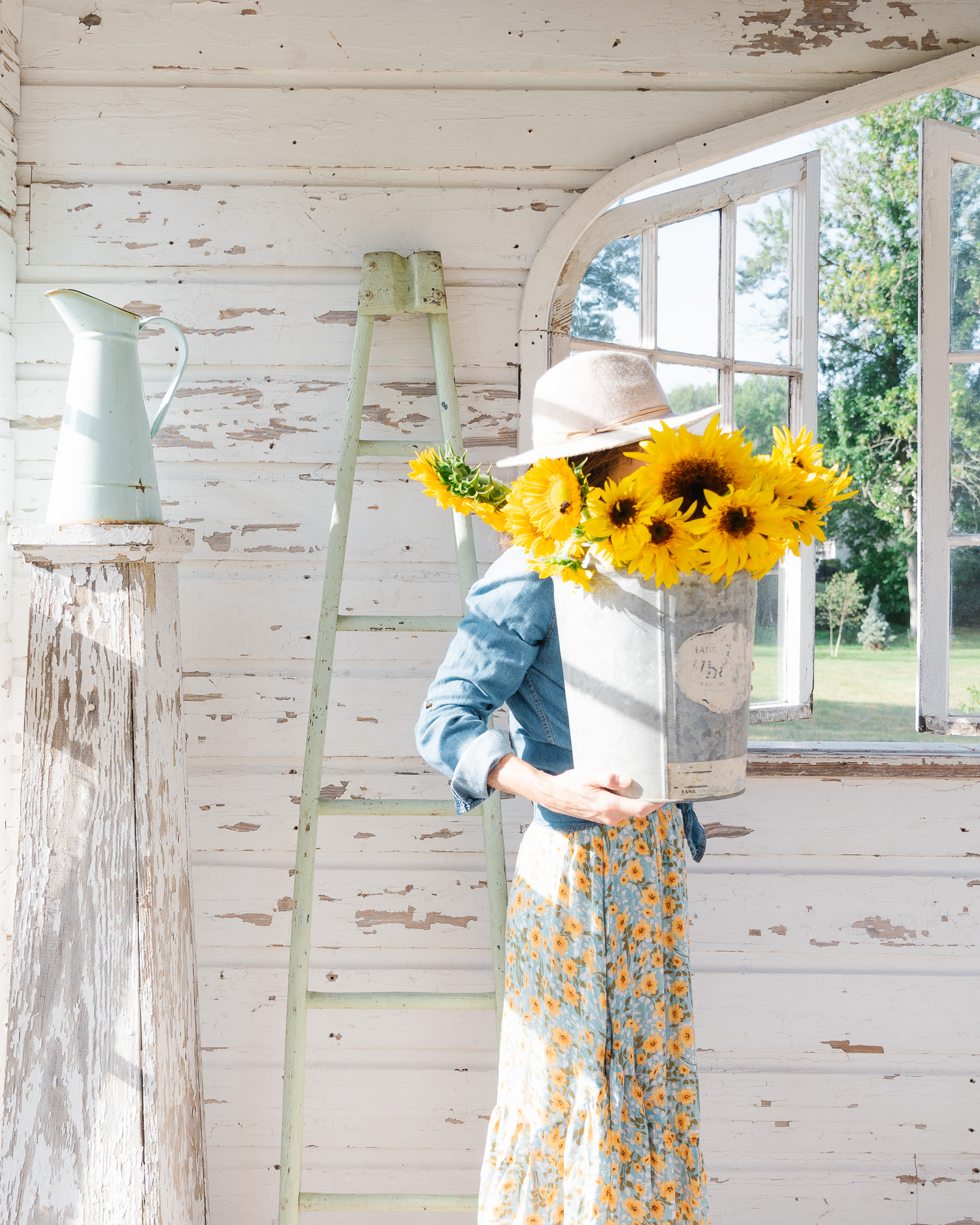 A Bucket of Sunflowers | Self Portrait | Still Photography