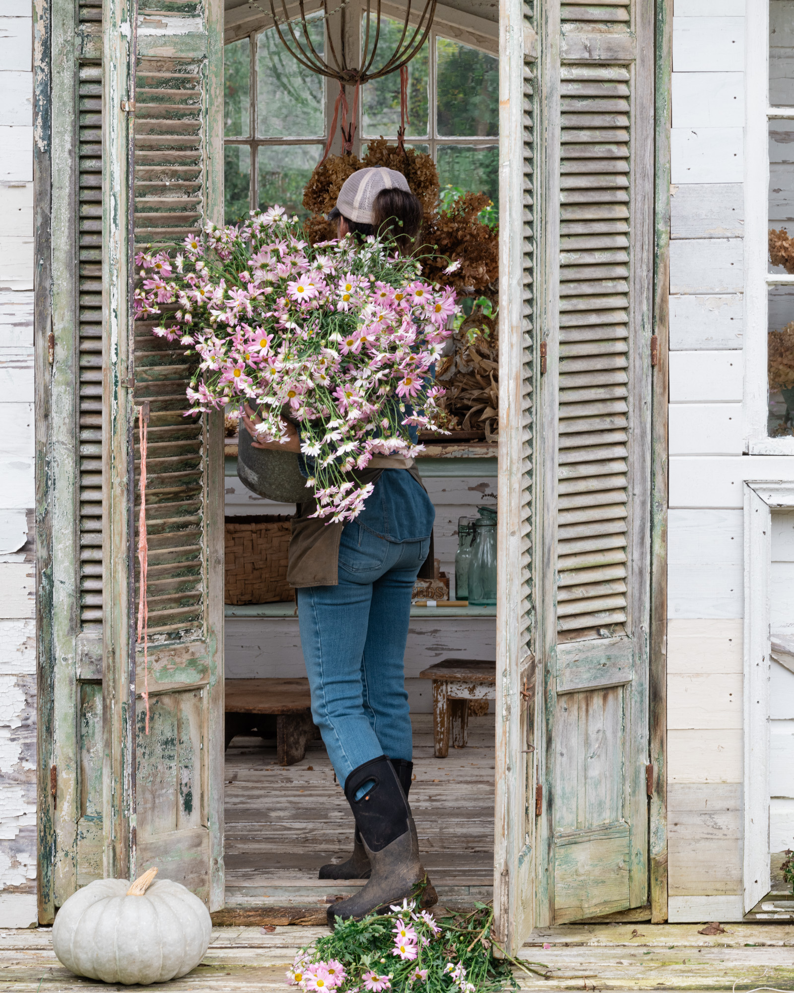 Bucket of Blooms, Fall Flowers. 